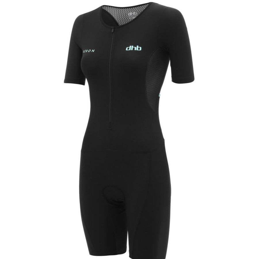 Women dhb Tri Suits | Aeron Women'S Short Sleeve Tri Suit 2.0 Black-Teal