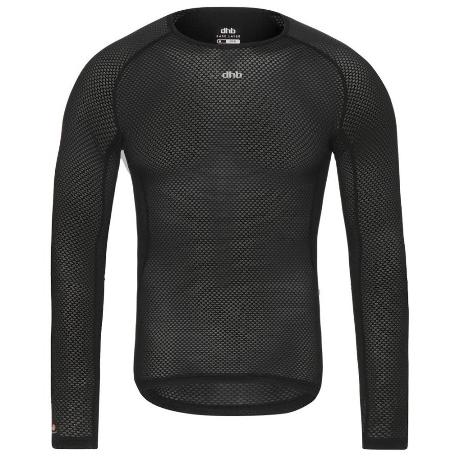 Men dhb Base Layers | Lightweight Mesh Long Sleeve Base Layer Black