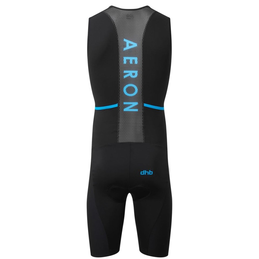 Men dhb Tri Suits | Aeron Sleeveless Tri Suit 2.0 Black-Blue