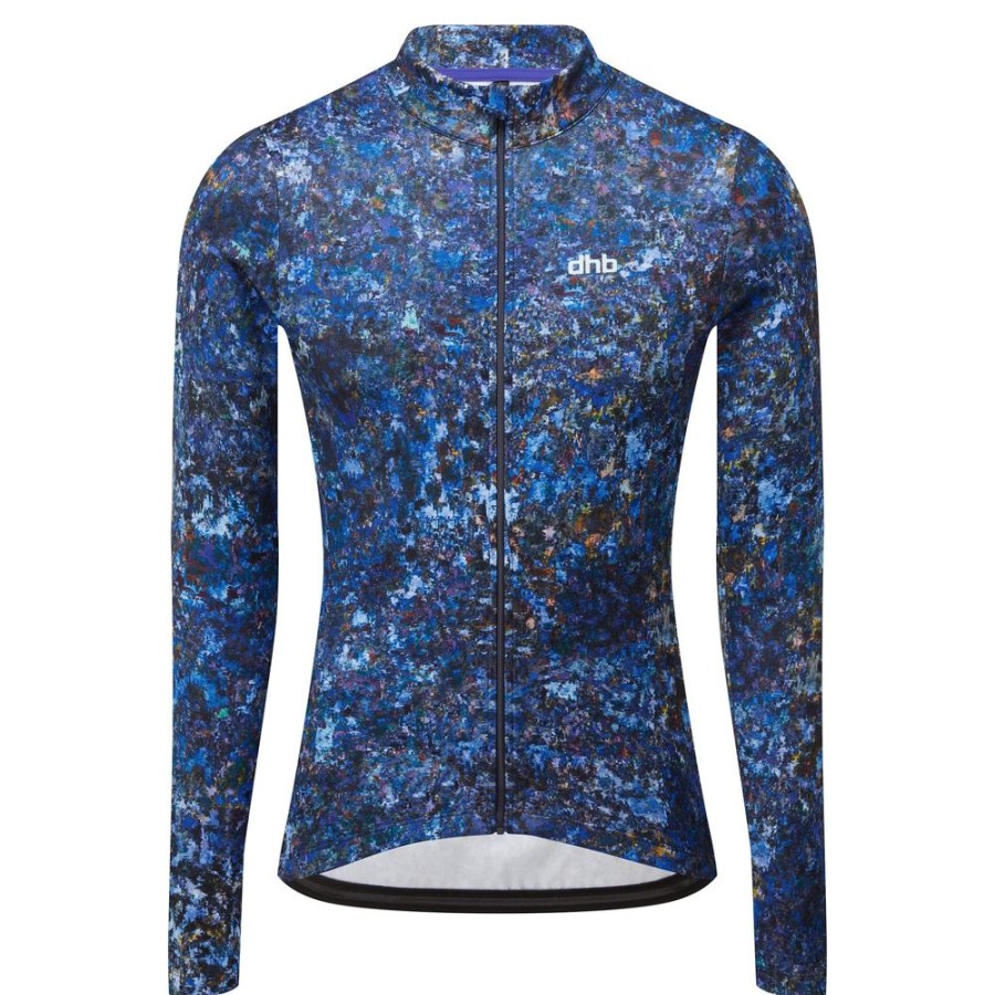 Men dhb Tops | Blok Men'S Long Sleeve Jersey (Aquaba) Aquaba/Navy Blazer