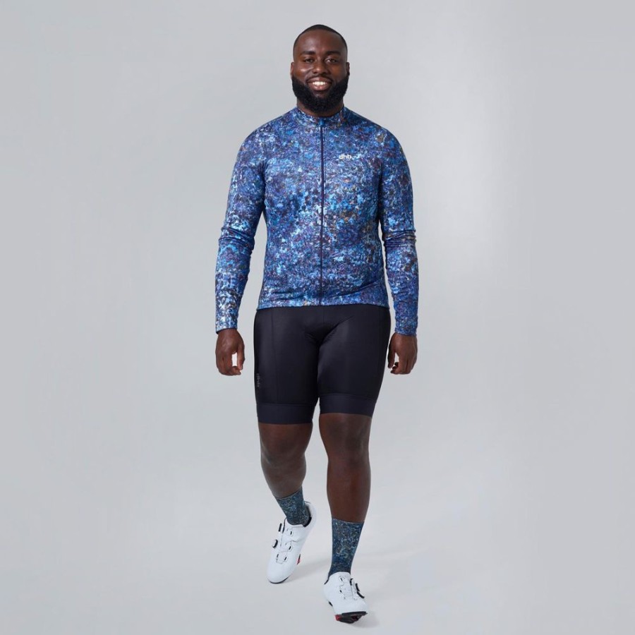 Men dhb Tops | Blok Men'S Long Sleeve Jersey (Aquaba) Aquaba/Navy Blazer