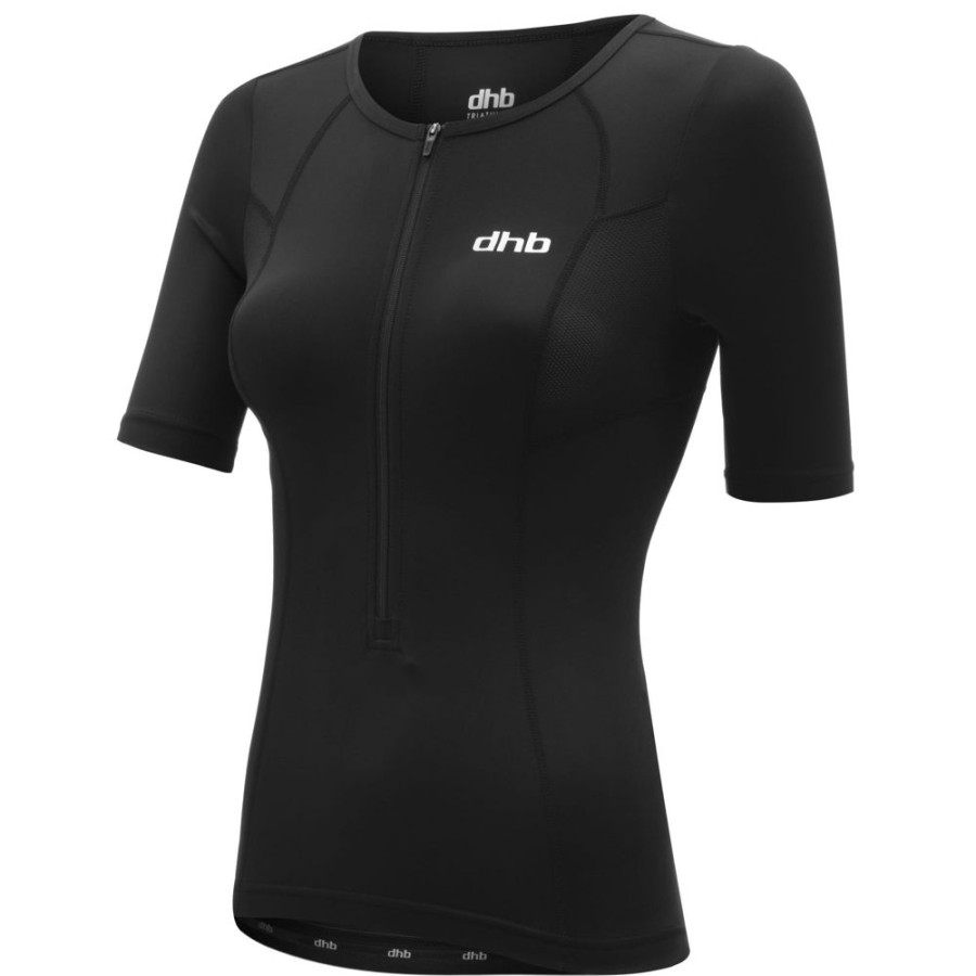 Women dhb Tops | Hydron Women'S Tri Short Sleeve Top Black