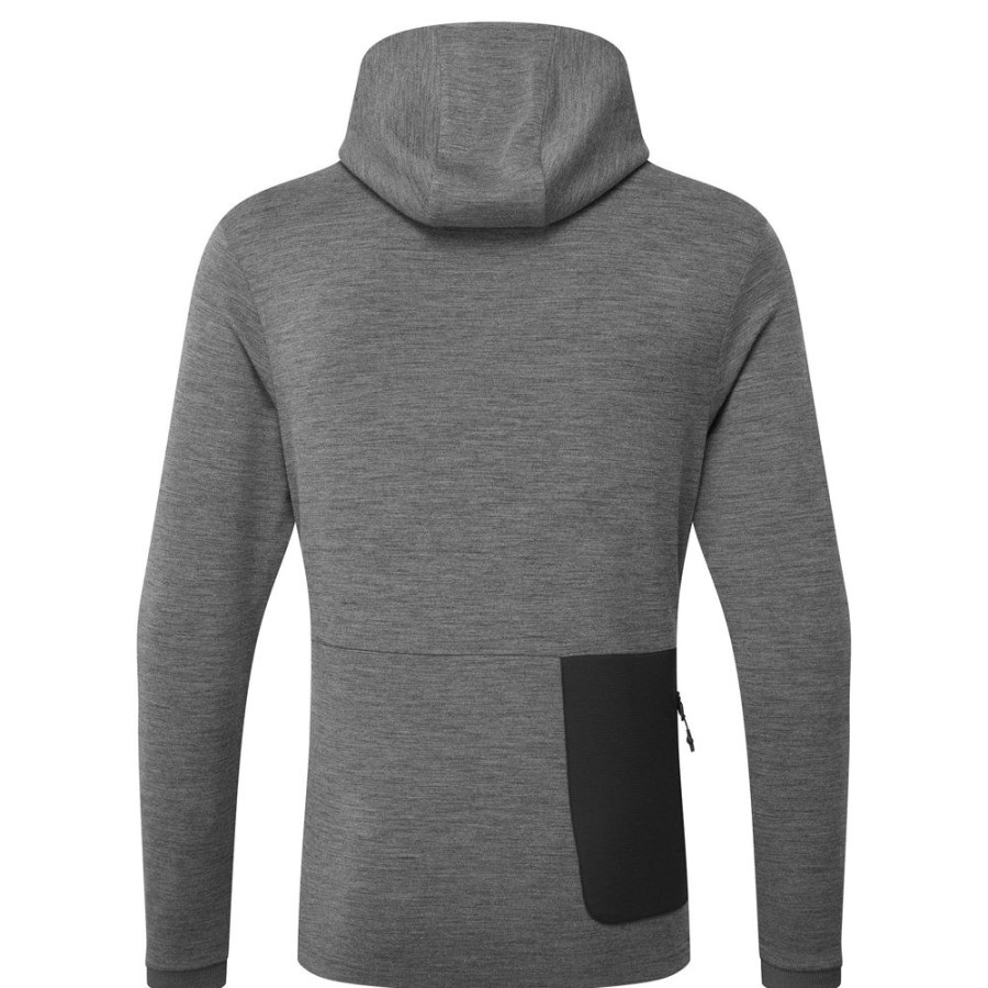 Men dhb Tops | Trail Men'S Merino Hoodie Charcoal Marl