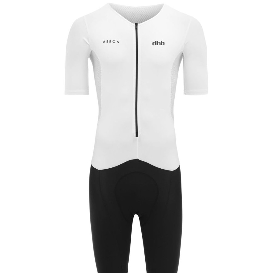 Men dhb Tri Suits | Aeron Short Sleeve Tri Suit 2.0 Black-White