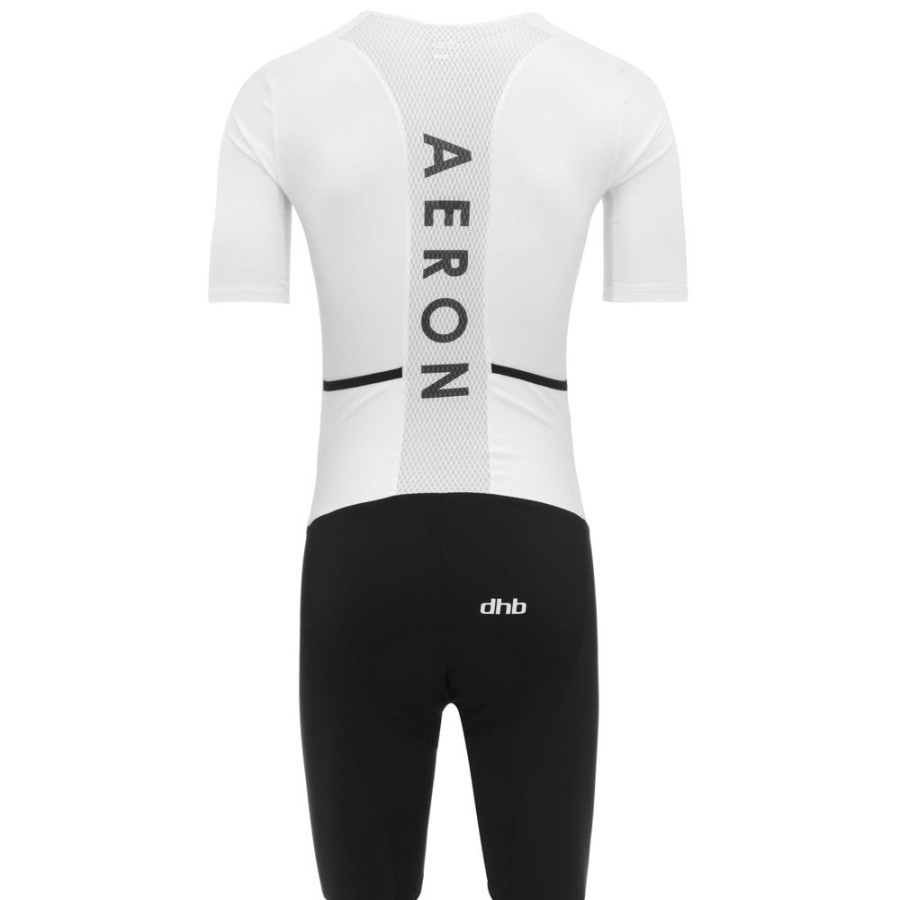 Men dhb Tri Suits | Aeron Short Sleeve Tri Suit 2.0 Black-White